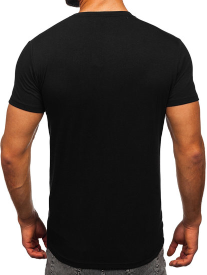 Camiseta de manga corta de camuflaje con impresión con bolsillo para hombre negro y rojo Bolf 8T85