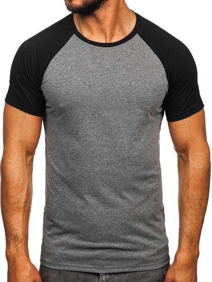 Camiseta de manga corta para hombre grafito y negro Bolf 8T82