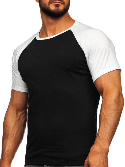 Camiseta de manga corta para hombre negro y blanco Bolf 8T82