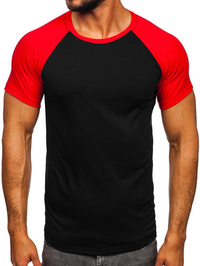 Camiseta de manga corta para hombre negro y rojo Bolf 8T82