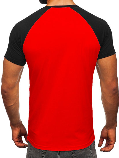 Camiseta de manga corta para hombre rojo y negro Bolf 8T82