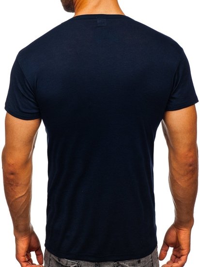 Camiseta de manga corta para hombre sin estampado azul oscuro Bolf NB003  