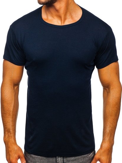 Camiseta de manga corta para hombre sin estampado azul oscuro Bolf NB003  