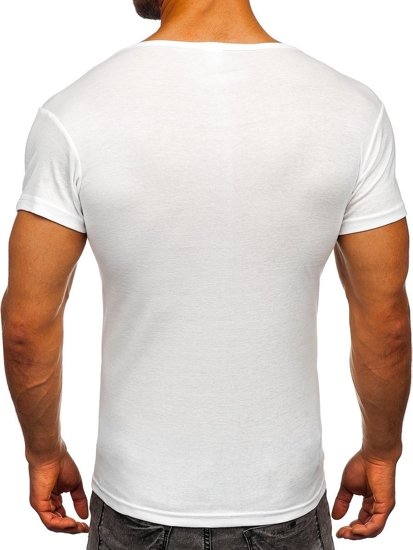 Camiseta de manga corta para hombre sin estampado blanco Bolf NB003  