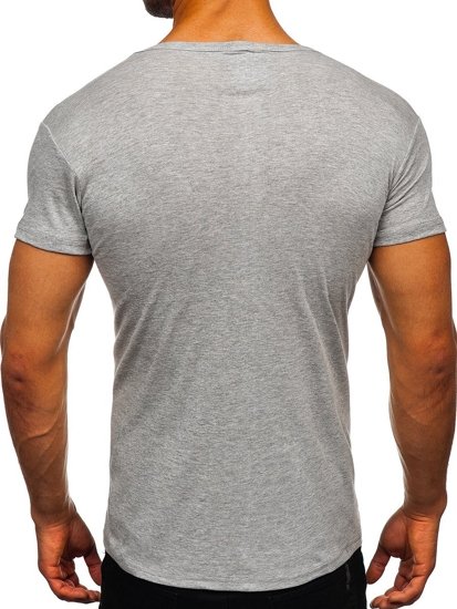 Camiseta de manga corta para hombre sin estampado gris Bolf NB003  