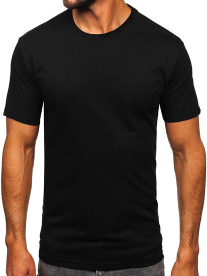 Camiseta de manga corta sin estampado para hombre negro Bolf 14291