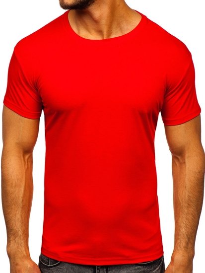 Camiseta de manga corta sin estampado para hombre rojo claro Bolf 2005