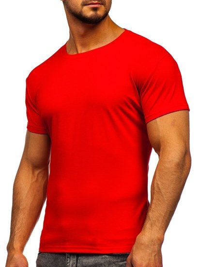 Camiseta de manga corta sin estampado para hombre rojo claro Bolf 2005