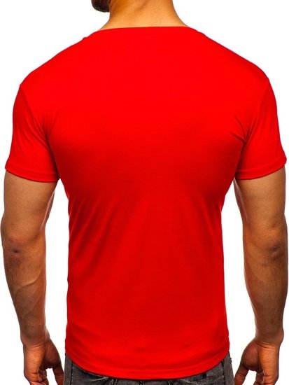 Camiseta de manga corta sin estampado para hombre rojo claro Bolf 2005