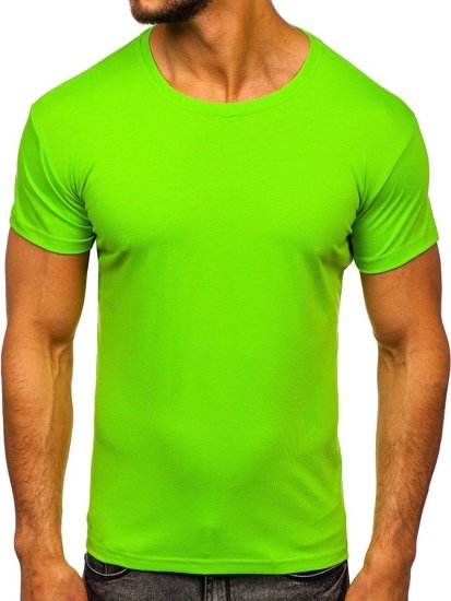 Camiseta de manga corta sin estampado para hombre verde claro Bolf 2005