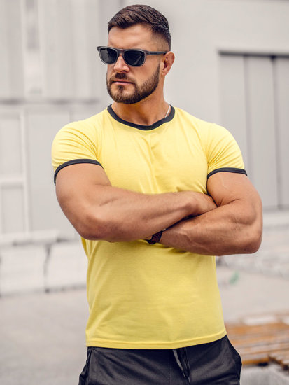 Camiseta de manga corta sin impresión para hombre amarillo Bolf 8T83A