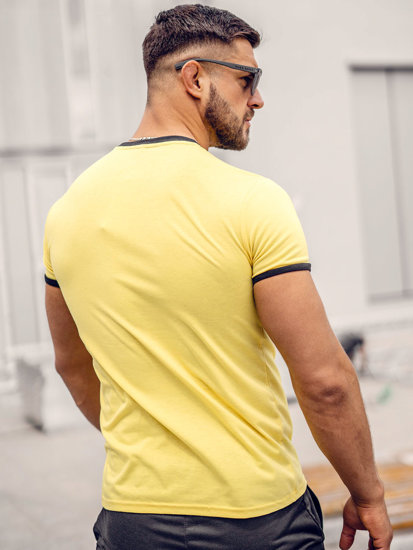 Camiseta de manga corta sin impresión para hombre amarillo Bolf 8T83A