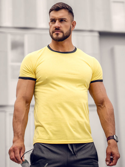 Camiseta de manga corta sin impresión para hombre amarillo Bolf 8T83A