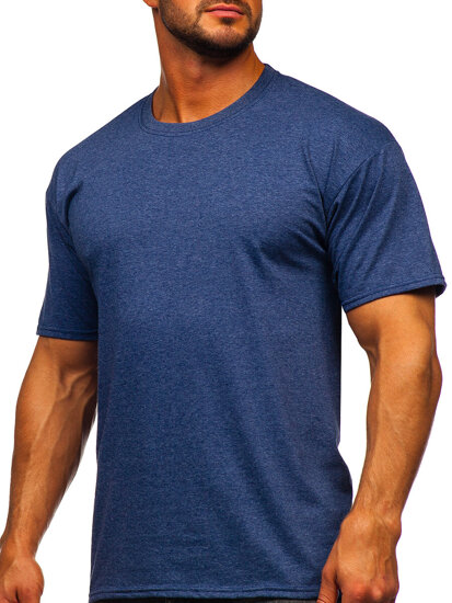 Camiseta de manga corta sin impresión para hombre azul oscuro Bolf B10