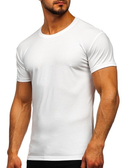 Camiseta de manga corta sin impresión para hombre blanca Bolf 2005