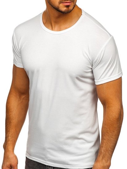 Camiseta de manga corta sin impresión para hombre blanco Bolf 2006