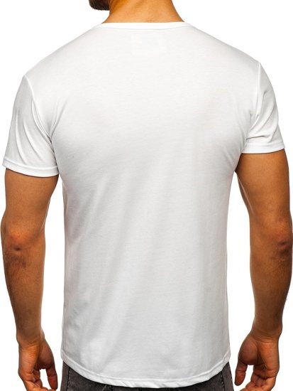 Camiseta de manga corta sin impresión para hombre blanco Bolf 2006