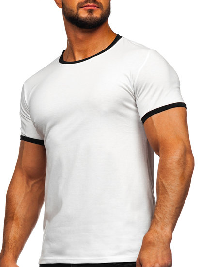 Camiseta de manga corta sin impresión para hombre blanco Bolf 8T83