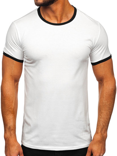 Camiseta de manga corta sin impresión para hombre blanco Bolf 8T83