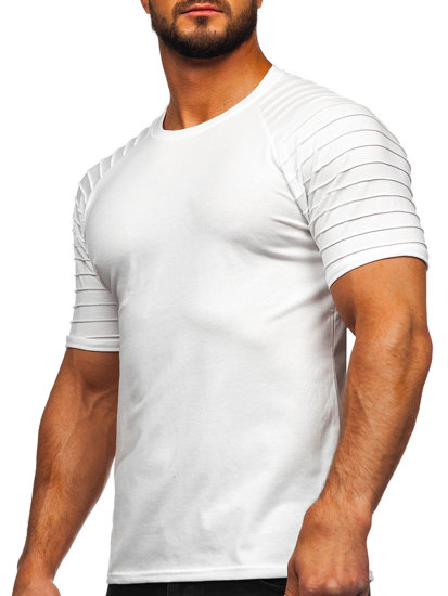 Camiseta de manga corta sin impresión para hombre blanco Bolf 8T88