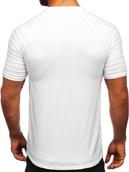 Camiseta de manga corta sin impresión para hombre blanco Bolf 8T88