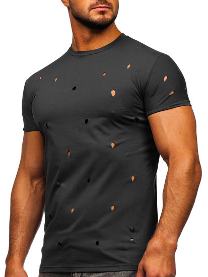 Camiseta de manga corta sin impresión para hombre grafito Bolf 3009