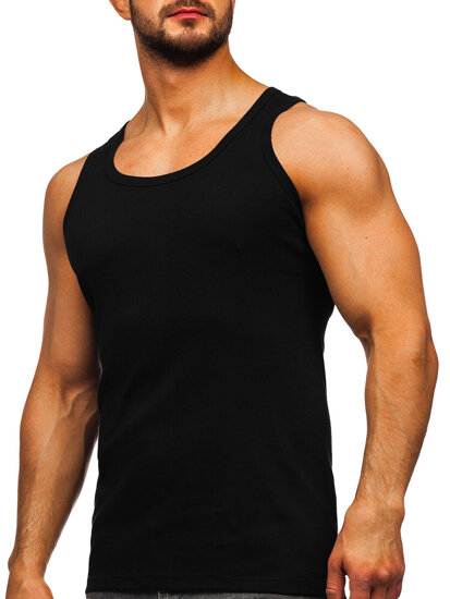 Camiseta de manga corta sin impresión para hombre negro Bolf 6000-3P