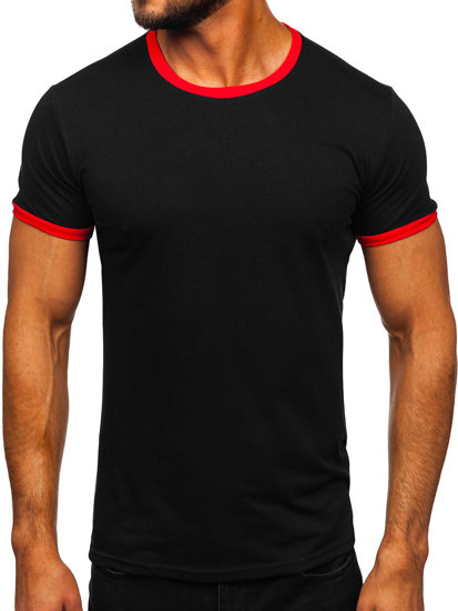 Camiseta de manga corta sin impresión para hombre negro Bolf 8T83