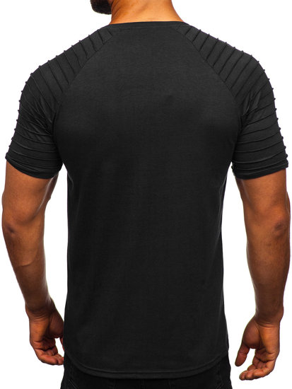 Camiseta de manga corta sin impresión para hombre negro Bolf 8T88