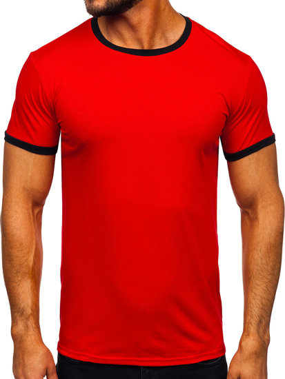 Camiseta de manga corta sin impresión para hombre rojo Bolf 8T83