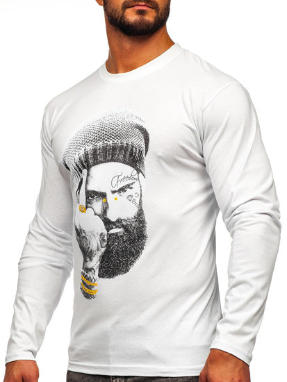 Camiseta de manga larga con impresión para hombre blanco Bolf 146742