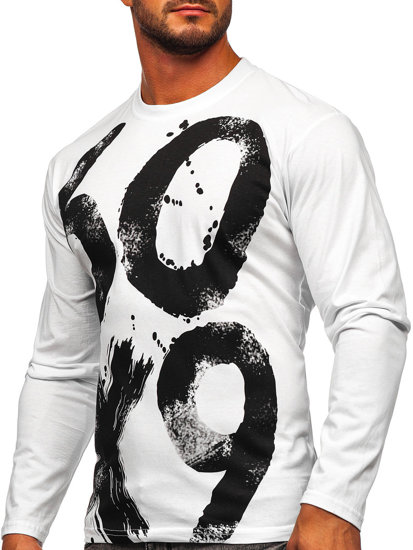 Camiseta de manga larga con impresión para hombre blanco Bolf 146745