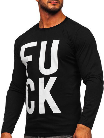 Camiseta de manga larga con impresión para hombre negro Bolf 146740