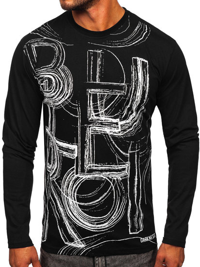 Camiseta de manga larga con impresión para hombre negro Bolf 146743