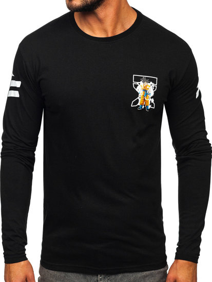 Camiseta de manga larga con impresión para hombre negro Bolf 146746