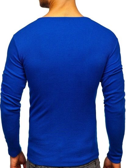 Camiseta de manga larga sin estampado para hombre azul medio Bolf 145362