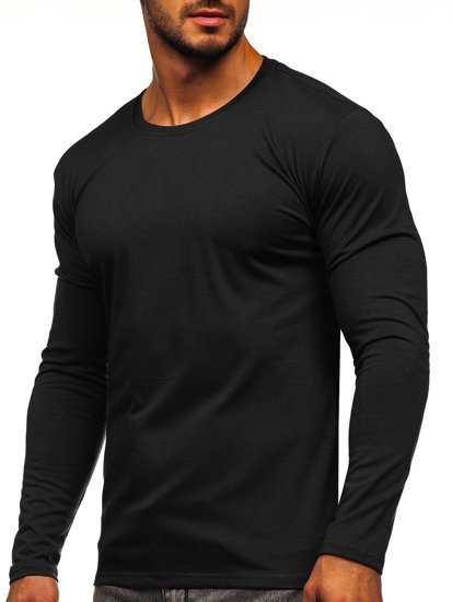 Camiseta de manga larga sin estampado para hombre negro Bolf 2088L