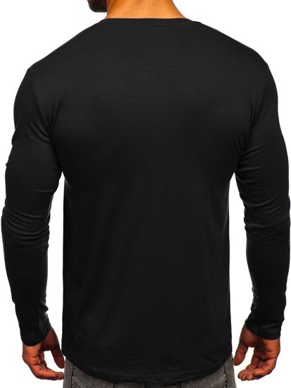 Camiseta de manga larga sin estampado para hombre negro Bolf 2088L