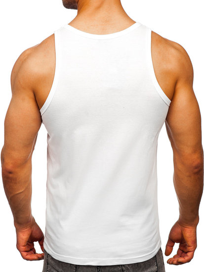 Camiseta de tirantes anchos con impresión para hombre blanco Bolf 14854