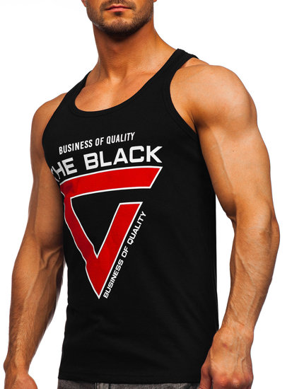 Camiseta de tirantes anchos con impresión para hombre negro Bolf 14833