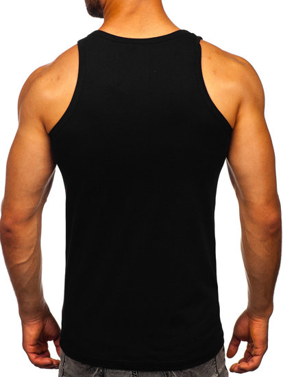 Camiseta de tirantes anchos con impresión para hombre negro Bolf 14842