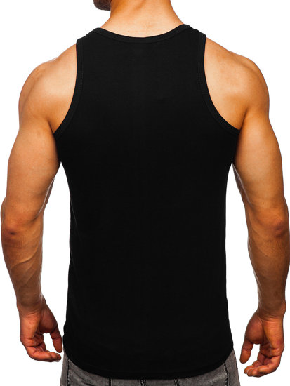 Camiseta de tirantes anchos con impresión para hombre negro Bolf 14854