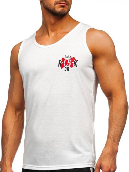 Camiseta de tirantes con estampado color blanco y rojo Denley HY818