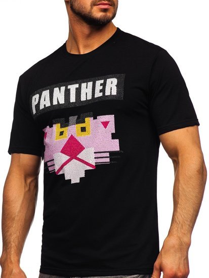 Camiseta estampada con aplicaciones para hombre color negro Bolf 192380