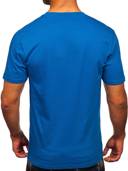 Camiseta estampada de algodón para hombre Azul Bolf MPO3452