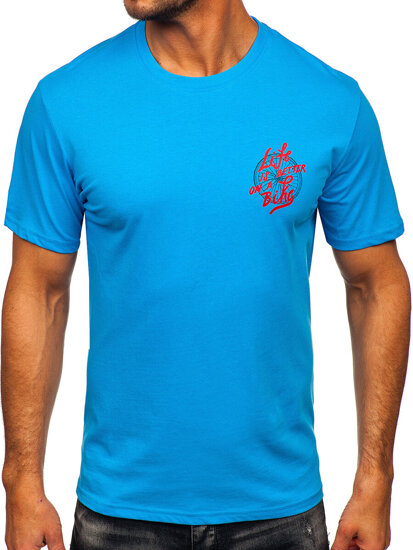 Camiseta estampada de algodón para hombre Azul Bolf MPO3555