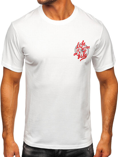 Camiseta estampada de algodón para hombre Blanco Bolf MPO3555