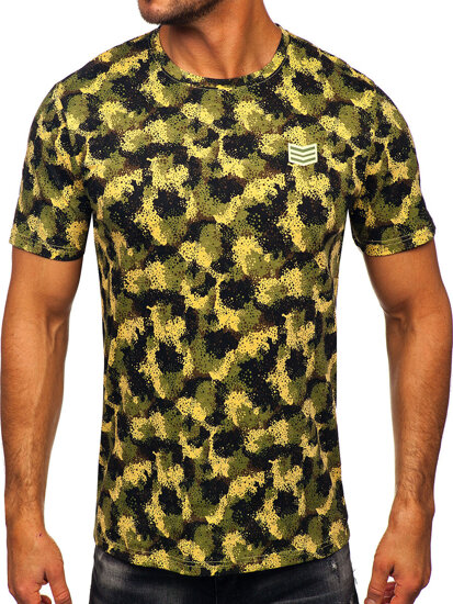 Camiseta estampada de algodón para hombre Khaki Bolf MPO3494