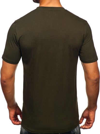 Camiseta estampada de algodón para hombre Khaki Bolf MPO3504