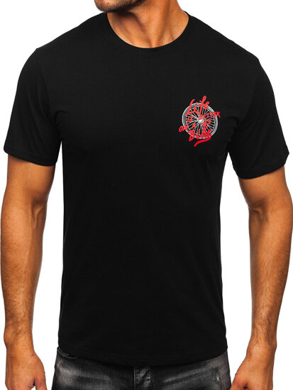 Camiseta estampada de algodón para hombre Negro Bolf MPO3555